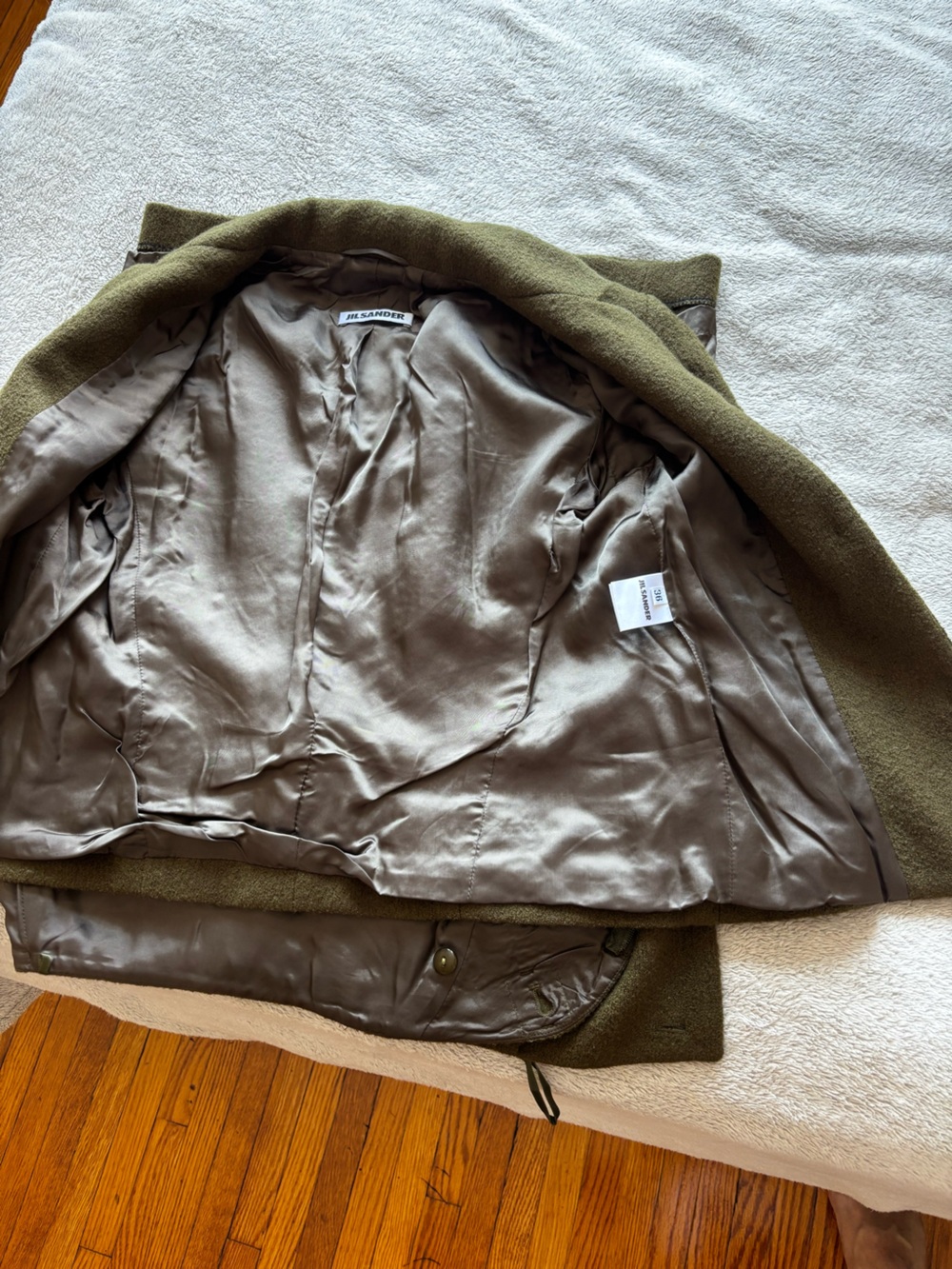 Jil Sander Olive Wool Cropped Blazer and Pencil Skirt Set - Picture 8 of 9